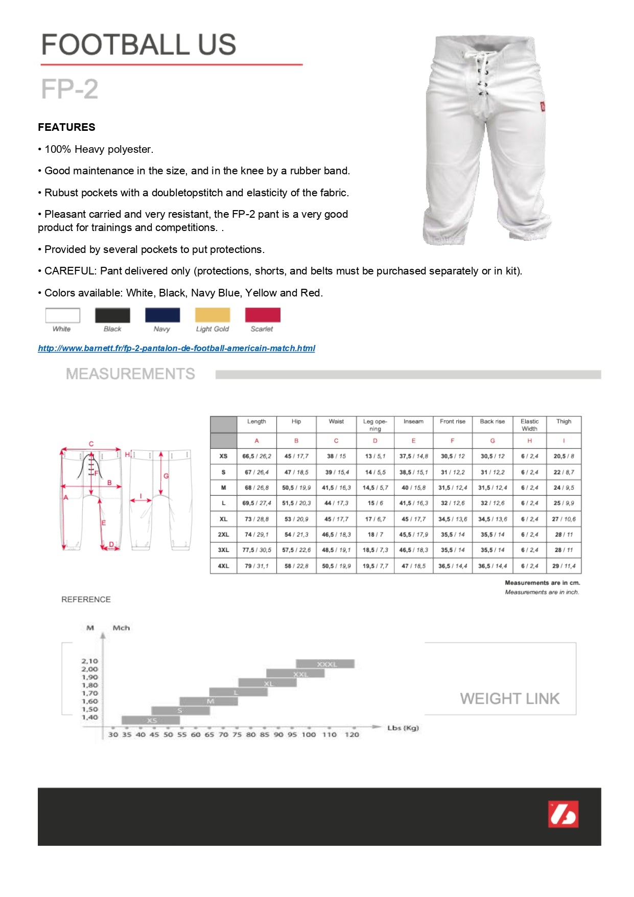 FP 2 Pantalon de football am ricain match